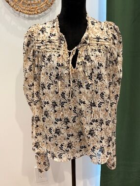 bishop + young Floral Tie-Front Peasant Blouse
